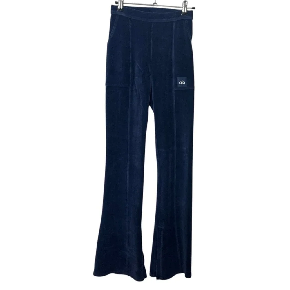 Alo Yoga Winter Break Flare Pant Women's XS Navy Micro Corduroy‎ High Waist Chic